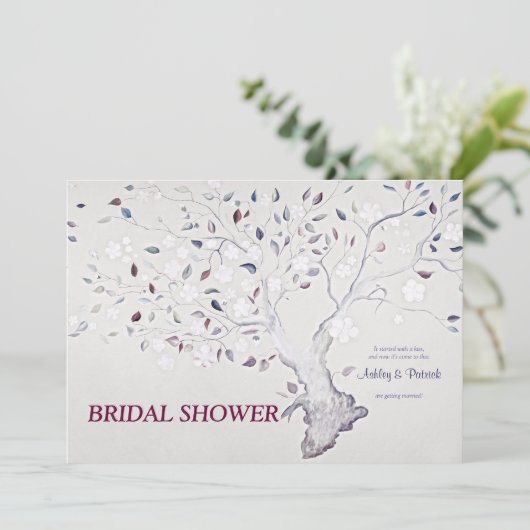 ファンタジーの木の結婚式のブライダルシャワー 招待状 (スタンド正面)
