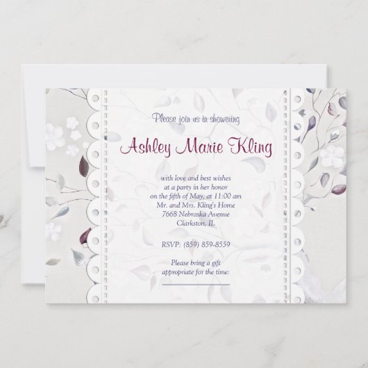 ファンタジーの木の結婚式のブライダルシャワー 招待状 (裏面)