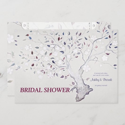 ファンタジーの木の結婚式のブライダルシャワー 招待状 (正面/裏面)
