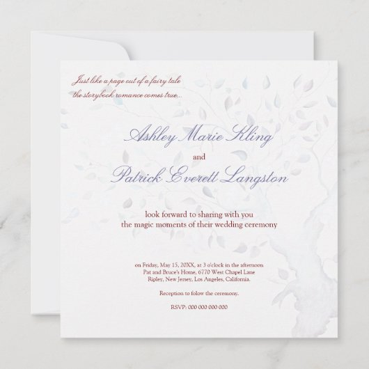 ファンタジーの木の結婚式招待状 招待状 (裏面)