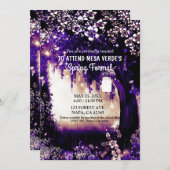 ファンタジーの森に魅了された紫の夏の森 招待状 (正面/裏面)