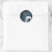 ファンタジーの森の中の白い一角獣 ラウンドシール (バッグ)