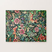 ファンタジーの森の動物カラフルの花が複雑 ジグソーパズル (横)