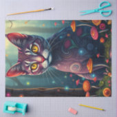 ファンタジーの森の紫猫 薄葉紙 (クラフト)