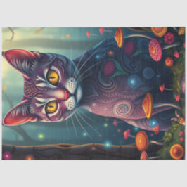 ファンタジーの森の紫猫 薄葉紙