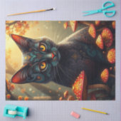 ファンタジーの森の黒猫 薄葉紙 (クラフト)