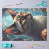 ファンタジーの森カラフル猫 薄葉紙 (クラフト)