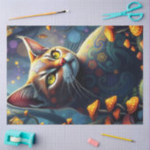 ファンタジーの森カラフル猫 薄葉紙 (クラフト)