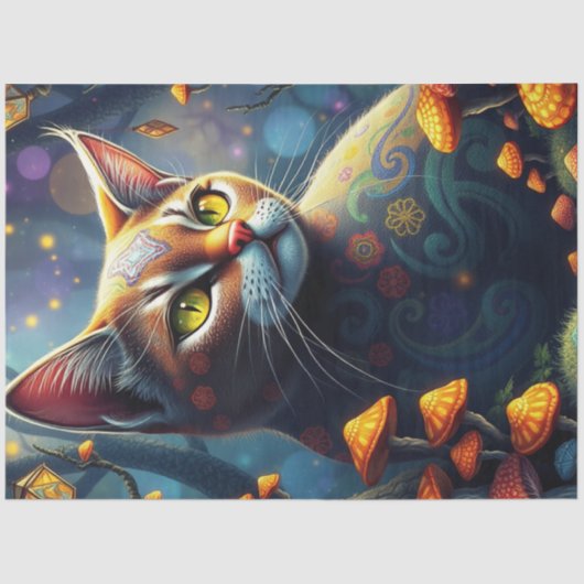 ファンタジーの森カラフル猫 薄葉紙 (正面)