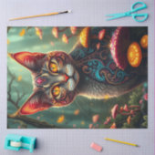 ファンタジーの森カラフル猫 薄葉紙 (クラフト)