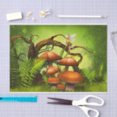ファンタジーの森、大きなキノコと妖精 薄葉紙 (クラフト)