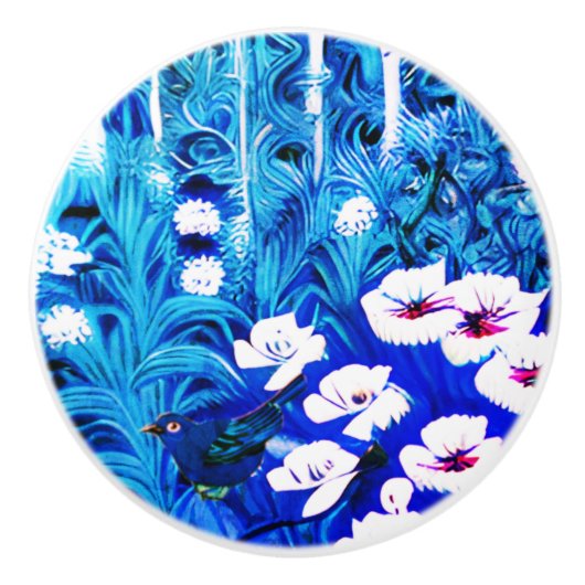 ファンタジーの森（花と鳥） セラミックノブ (正面)