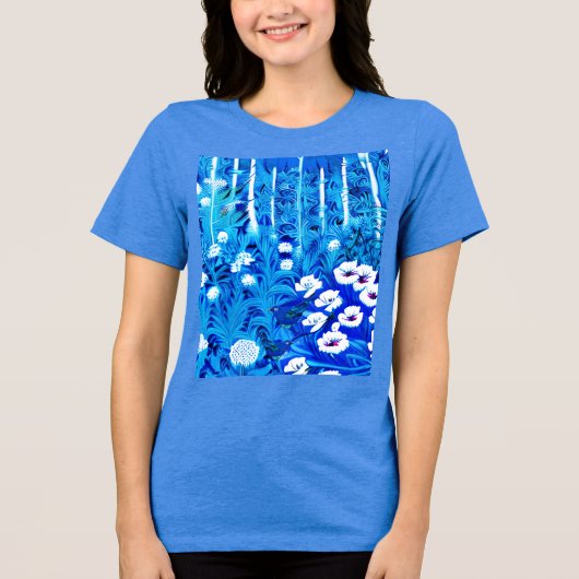 ファンタジーの森(花と鳥) トライブレンドTシャツ (正面)