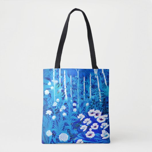 ファンタジーの森（花と鳥） トートバッグ (正面)