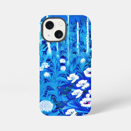 ファンタジーの森（花と鳥） iPhoneケース (裏面)
