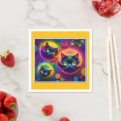 ファンタジーの気泡を放出させる際の三猫 スタンダードカクテルナプキン (インサイチュ)