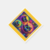 ファンタジーの気泡を放出させる際の三猫 スタンダードカクテルナプキン (角)