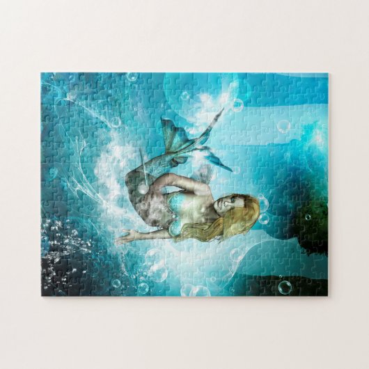 ファンタジーの水中世界のすばらしい人魚 ジグソーパズル (横)