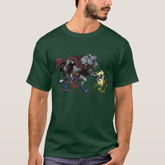 ファンタジーの狼人間の戦闘機のTシャツ Tシャツ (正面)