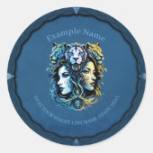 ファンタジーの獅子の頭と女種のデザイン ラウンドシール (正面)