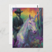 ファンタジーの男が一角獣に乗る ポストカード (正面/裏面)