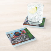 ファンタジーの男の子がドラゴンとワシを戦う ガラスコースター (アングル)