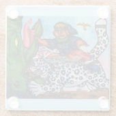 ファンタジーの男の子がドラゴンとワシを戦う ガラスコースター (裏面)