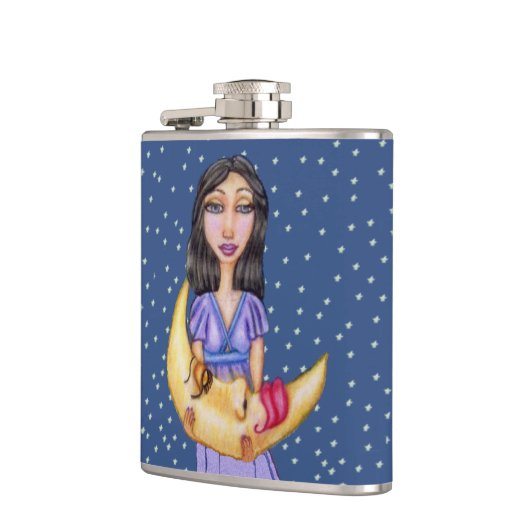 ファンタジーの睡眠の三日月形の満月様顔貌の女性 フラスク (左)