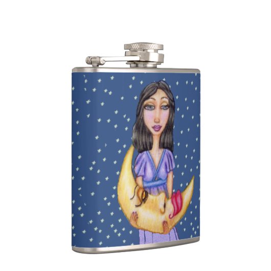 ファンタジーの睡眠の三日月形の満月様顔貌の女性 フラスク (右)