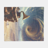 ファンタジーの砂漠のかわいい音楽 フリースブランケット (正面(横))