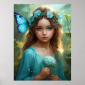 ファンタジーの美しいシアングリーンフェアリーガール ポスター (正面)