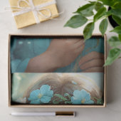 ファンタジーの美しいシアングリーンフェアリー少女デコpage 薄葉紙 (ギフト)