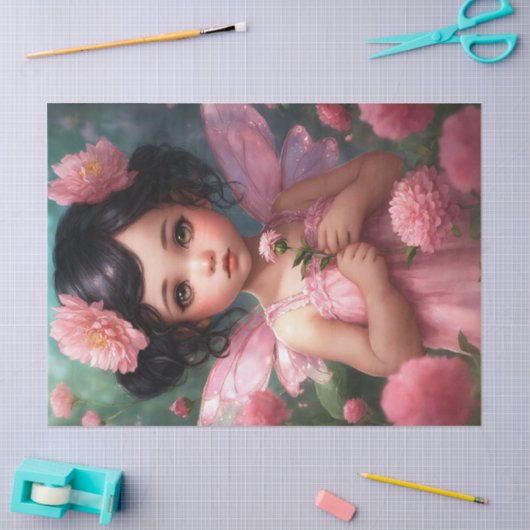 ファンタジーの美しいピンクの妖精の女の子の切り離し 薄葉紙 (クラフト)