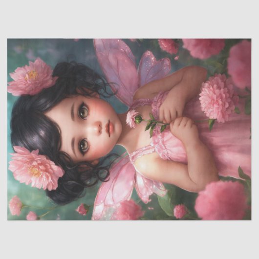 ファンタジーの美しいピンクの妖精の女の子の切り離し 薄葉紙 (正面)