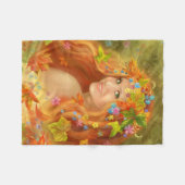 ファンタジーの美しい妖精の女の秋 フリースブランケット (正面(横))