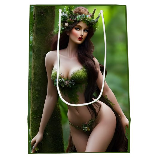 ファンタジーの美しい森の妖精のデコパージュ ミディアムペーパーバッグ (裏面)