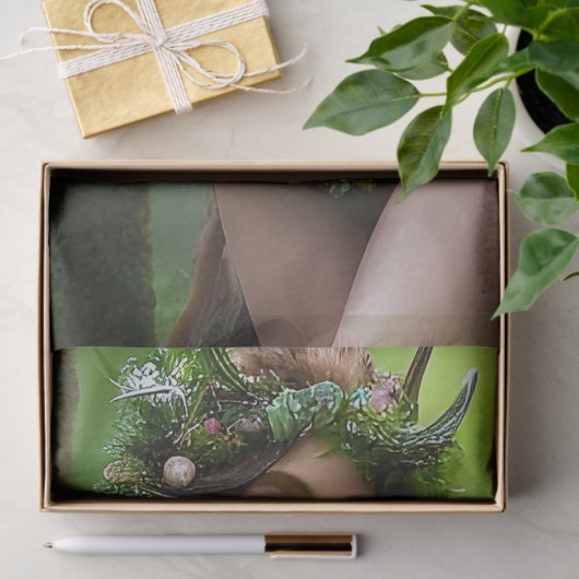 ファンタジーの美しい森の妖精のデコパージュ 薄葉紙 (ギフト)