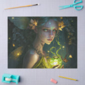 ファンタジーの美しい緑の森の妖精のデコページ 薄葉紙 (クラフト)