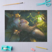 ファンタジーの美しい緑の森の妖精のデコページ 薄葉紙 (クラフト)