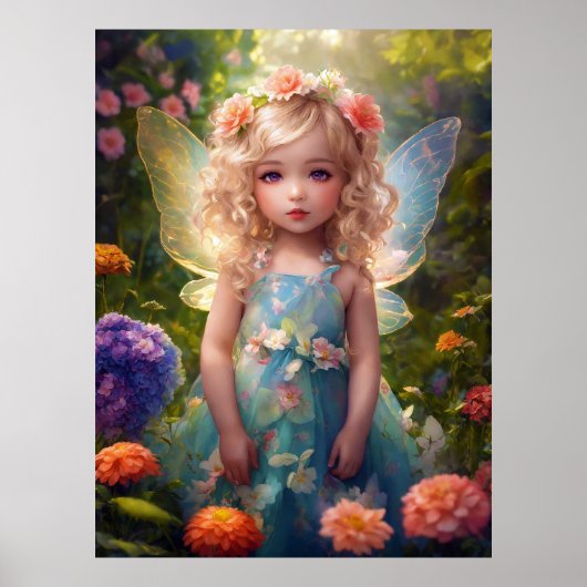 ファンタジーの美しい青の妖精の女の子 ポスター (正面)