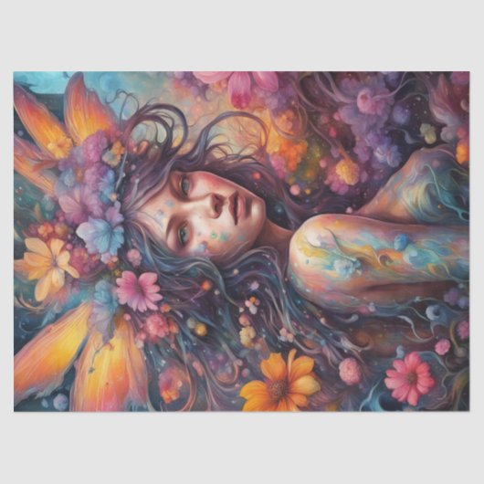 ファンタジーの美カラフルしい花妖精の切り離し 薄葉紙 (正面)