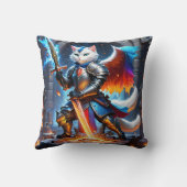 ファンタジーの舞台で剣を着けた騎士ネコ クッション (裏面)