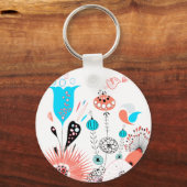 ファンタジーの花とバーディボタンのキーチェーン キーホルダー (正面)