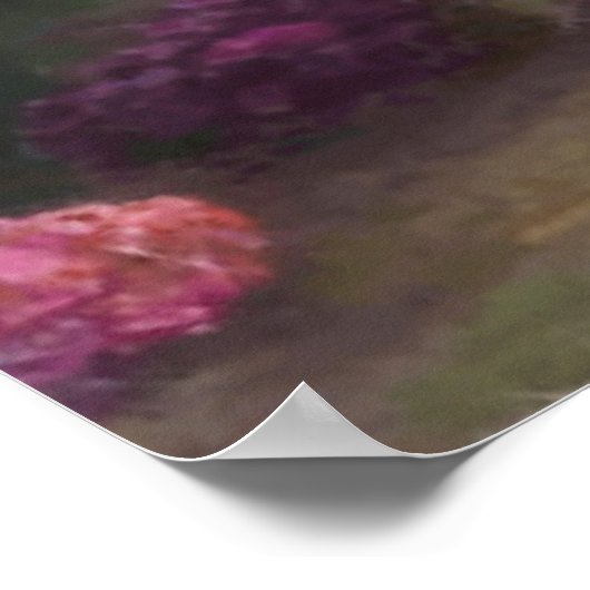 ファンタジーの花と階段を持つ魔法の庭園 ポスター (角)