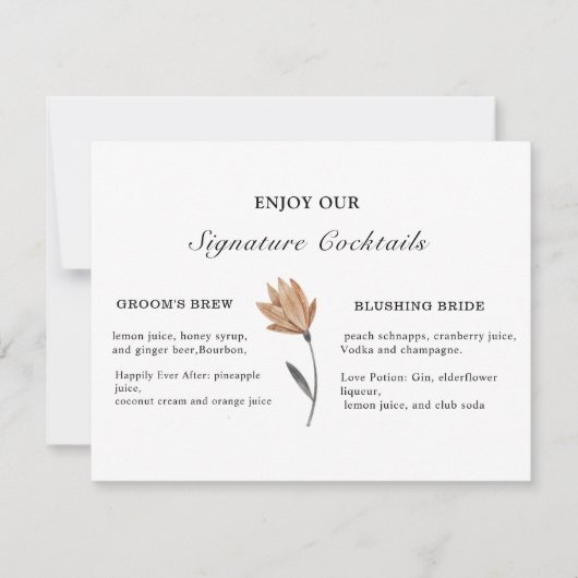 ファンタジーの花の署名ドリンクの署名テンプレート 出欠カード (正面)