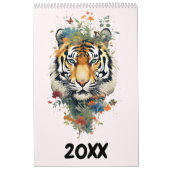 ファンタジーの花の野生動物の水彩の新年 カレンダー (カバー)