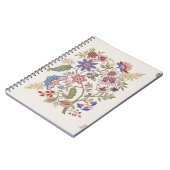 ファンタジーの花レトロ，ヴィンテージ，ジャコビーン刺繍 ノートブック (左側)