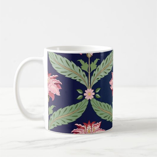 ファンタジーの花:暗いインディアンのモチーフ コーヒーマグカップ (左)