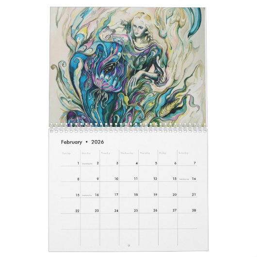 ファンタジーの芸術のカレンダー- 2017年 カレンダー (2月 2026)