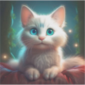 ファンタジーの若いアルビノ猫 シール (正面)